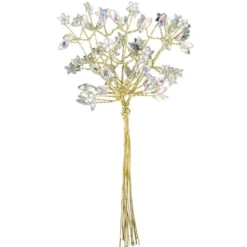 Kristallzweige, Navette & Blumen, 14cm, silber hinterlegt, klar, irisierend, 10 Stück
