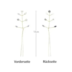Kristallzweige, Navette & Blumen, 14cm, silber hinterlegt, klar, irisierend, 10 Stück