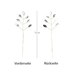 Kristallzweige, Navette, 14cm, silber hinterlegt, klar, 10 Stück