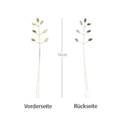 Kristallzweige, Navette, 14cm, silber hinterlegt, grün, 10 Stück