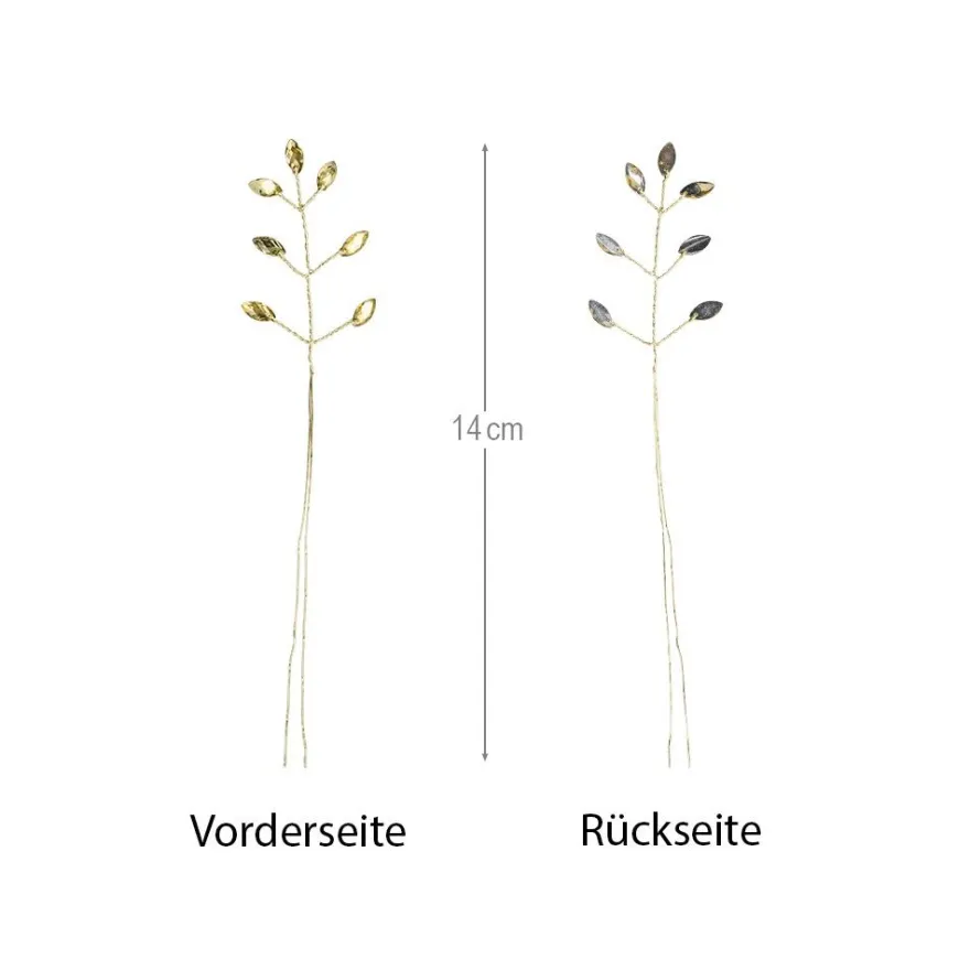 Kristallzweige, Navette, 14cm, silber hinterlegt, grün, 10 Stück