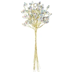 Kristallzweige, Navette, 14cm, silber hinterlegt, klar, irisierend, 10 Stück