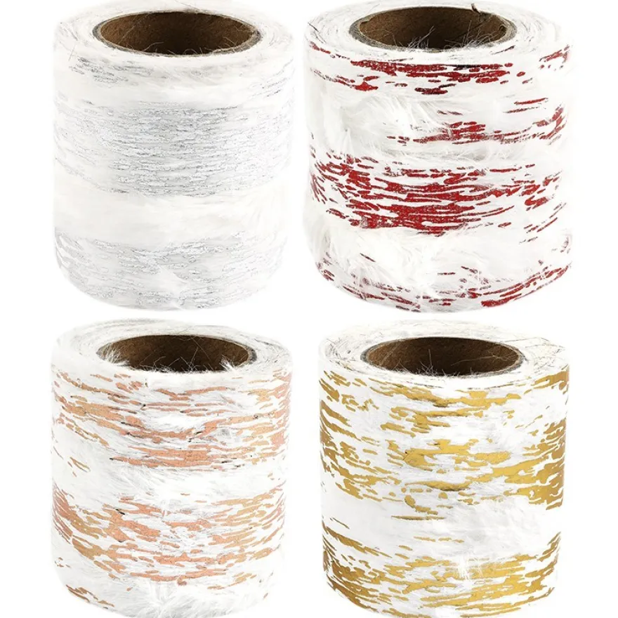 Kunstfell-Band mit Metallic-Effekt, 6,3cm breit, 2m lang, 4 Stück