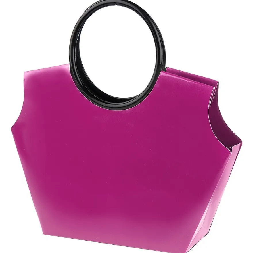 Lack-Taschen mit Henkeln, Stanzformen, Lackpapier, fuchsia, 21,5cm, 5 Stück