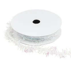 Lametta-Band, Ø 1cm, 2m lang, metallic-weiß, irisierend