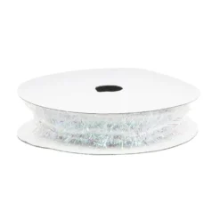 Lametta-Band, Ø 1cm, 2m lang, metallic-weiß, irisierend