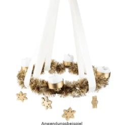 Lametta-Girlande, Deluxe, Duo Color, Ø 4cm, 2m lang, metallic-gold/metallic-silber