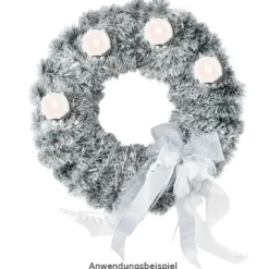 Lametta-Girlande, Deluxe, Duo Color, Ø 4cm, 2m lang, metallic-silber/metallic-silbergrau