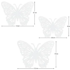 Laser-Aufleger Schmetterlinge, Design 2, je 2 Stück in 3 Größen, weiß, hochglänzend, 6 Stück