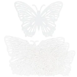 Laser-Aufleger Schmetterlinge, Design 2, je 2 Stück in 3 Größen, weiß, hochglänzend, 6 Stück