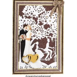 Laser-Grußkarte "Hochzeit 2", 12cm x 18cm, mit Umschlag & hellgrünem Einleger
