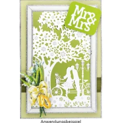 Laser-Grußkarte "Hochzeit 2", 12cm x 18cm, mit Umschlag & fliederfarbenem Einleger