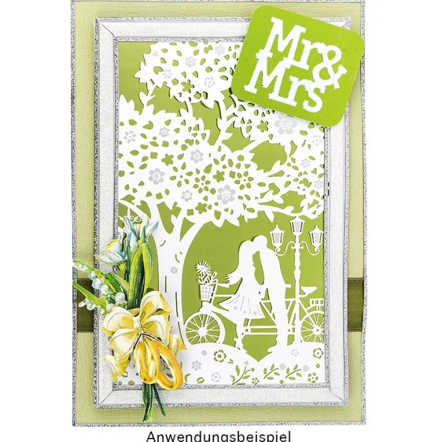 Laser-Grußkarte "Hochzeit 2", 12cm x 18cm, mit Umschlag & fliederfarbenem Einleger