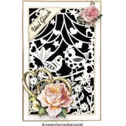 Laser-Grußkarte "Hochzeit 5", 12cm x 18cm, mit Umschlag & violettem Einleger