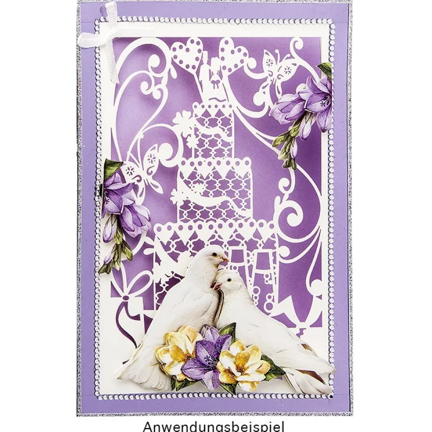 Laser-Grußkarte "Hochzeit 3", 12cm x 18cm, mit Umschlag & fliederfarbenem Einleger