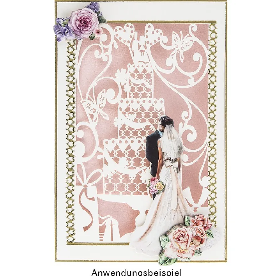Laser-Grußkarte "Hochzeit 3", 12cm x 18cm, mit Umschlag & fliederfarbenem Einleger