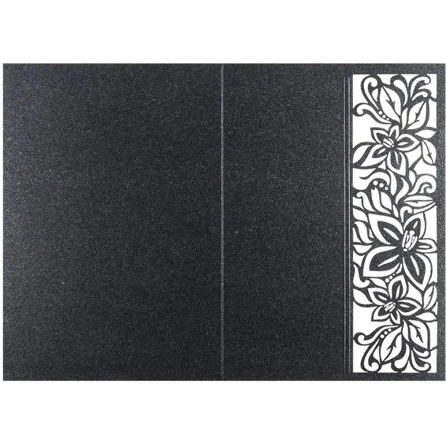 Laser-Grußkarten, Lilie, 16,5cm x 11,5cm, anthrazit, inkl. Einleger & Umschläge, 5 Stück