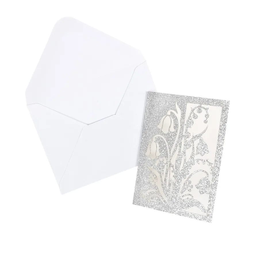 Laser-Grußkarten Mini, Schneeglöckchen, 9,5cm x 7cm, versch. Farben, mit Umschlägen, 20 Stück