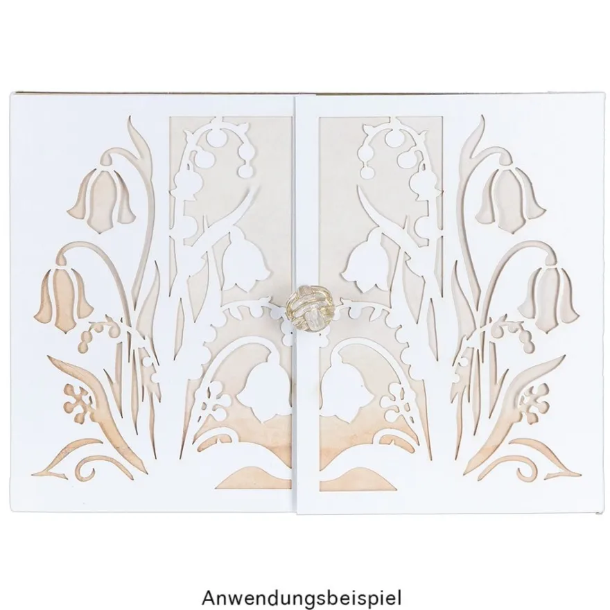Laser-Grußkarten Mini, Schneeglöckchen, 9,5cm x 7cm, versch. Farben, mit Umschlägen, 20 Stück