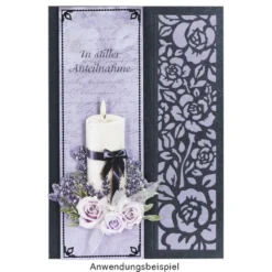 Laser-Grußkarten, Rose, 16,5cm x 11,5cm, anthrazit, inkl. Einleger & Umschläge, 5 Stück
