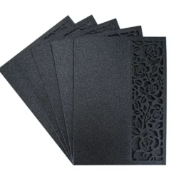 Laser-Grußkarten, Rose, 16,5cm x 11,5cm, anthrazit, inkl. Einleger & Umschläge, 5 Stück