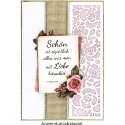 Laser-Grußkarten, Rose, 16,5cm x 11,5cm, naturweiß, inkl. Einleger und Umschläge, 5 Stück
