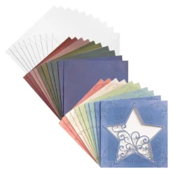 Laser-Grußkarten, Stern, mit Einlegern, 16cm x 16cm, 5 Farben, inkl. Umschläge, 30teilig