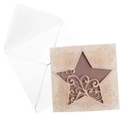 Laser-Grußkarten, Stern, mit Einlegern, 16cm x 16cm, 5 Farben, inkl. Umschläge, 30teilig