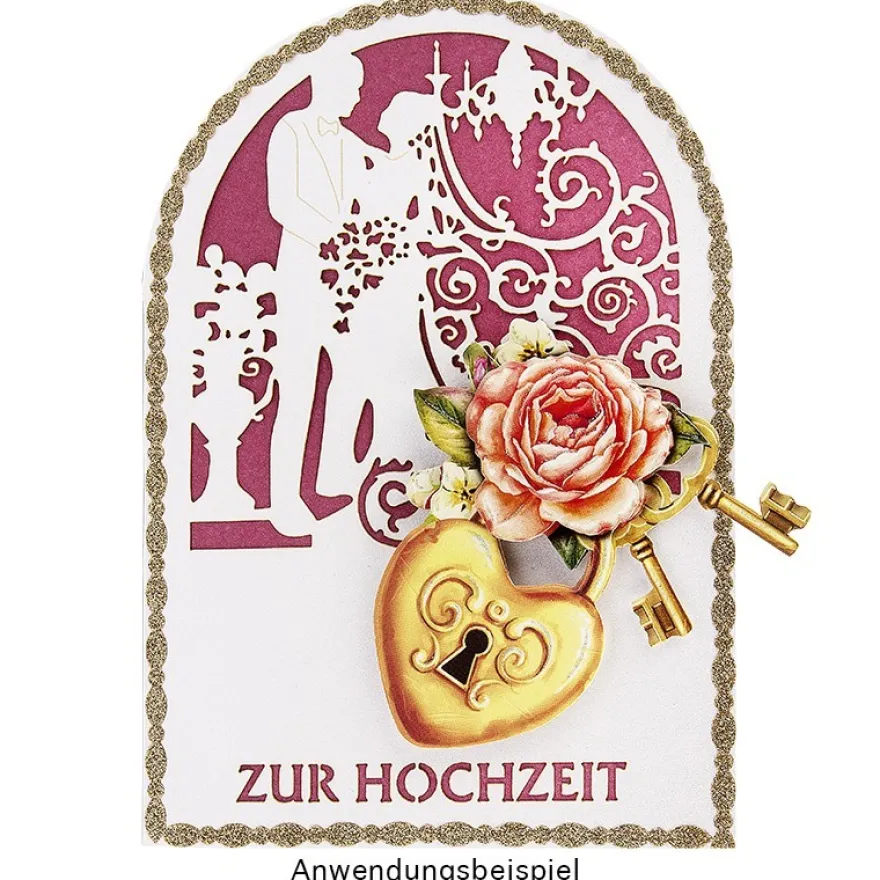 Laser-Grußkarten, Zur Hochzeit 1, 11,3cm x 16,1cm, naturweiß, inkl. Einleger & Umschläge, 10 Stück