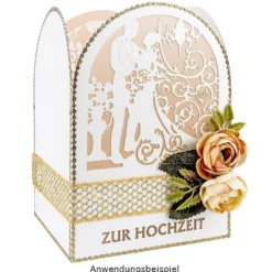 Laser-Grußkarten, Zur Hochzeit 1, 11,3cm x 16,1cm, naturweiß, inkl. Einleger & Umschläge, 10 Stück