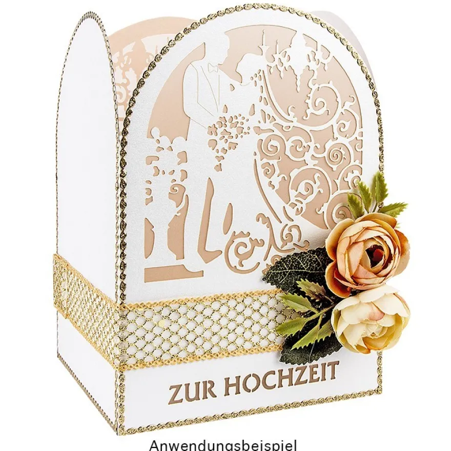 Laser-Grußkarten, Zur Hochzeit 1, 11,3cm x 16,1cm, naturweiß, inkl. Einleger & Umschläge, 10 Stück