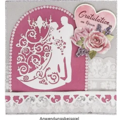Laser-Grußkarten, Zur Hochzeit 1, 11,3cm x 16,1cm, naturweiß, inkl. Einleger & Umschläge, 10 Stück