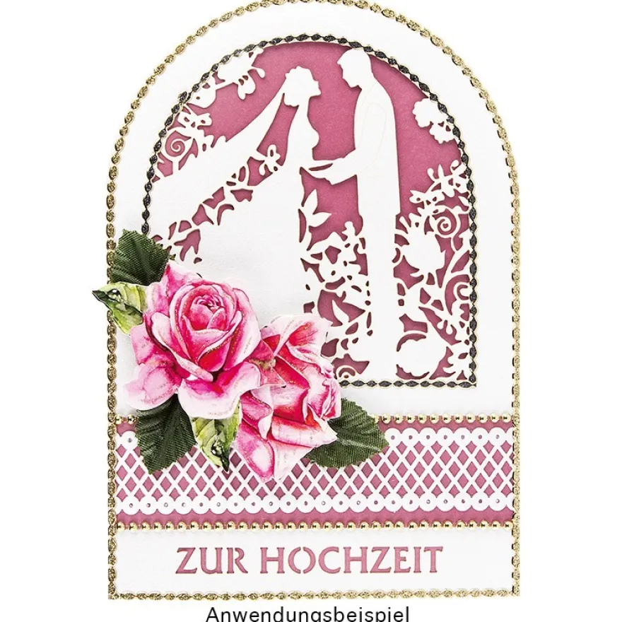 Laser-Grußkarten, Zur Hochzeit 2, 11,3cm x 16,1cm, naturweiß, inkl. Einleger & Umschläge, 10 Stück