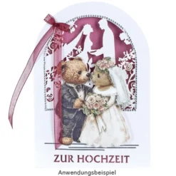 Laser-Grußkarten, Zur Hochzeit 2, 11,3cm x 16,1cm, naturweiß, inkl. Einleger & Umschläge, 10 Stück