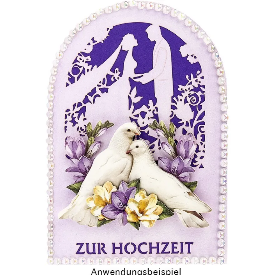 Laser-Grußkarten, Zur Hochzeit 2, 11,3cm x 16,1cm, naturweiß, inkl. Einleger & Umschläge, 10 Stück