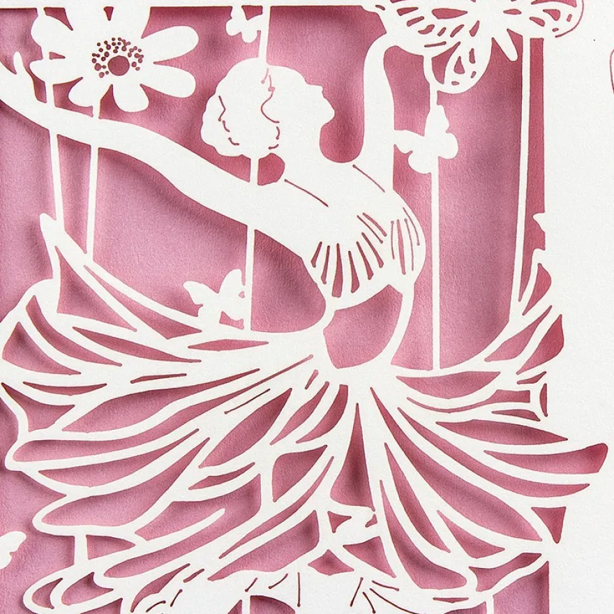 Laser-Grußkarte "Tanzendes Mädchen", 12cm x 18cm, mit Umschlag & rosa Einleger