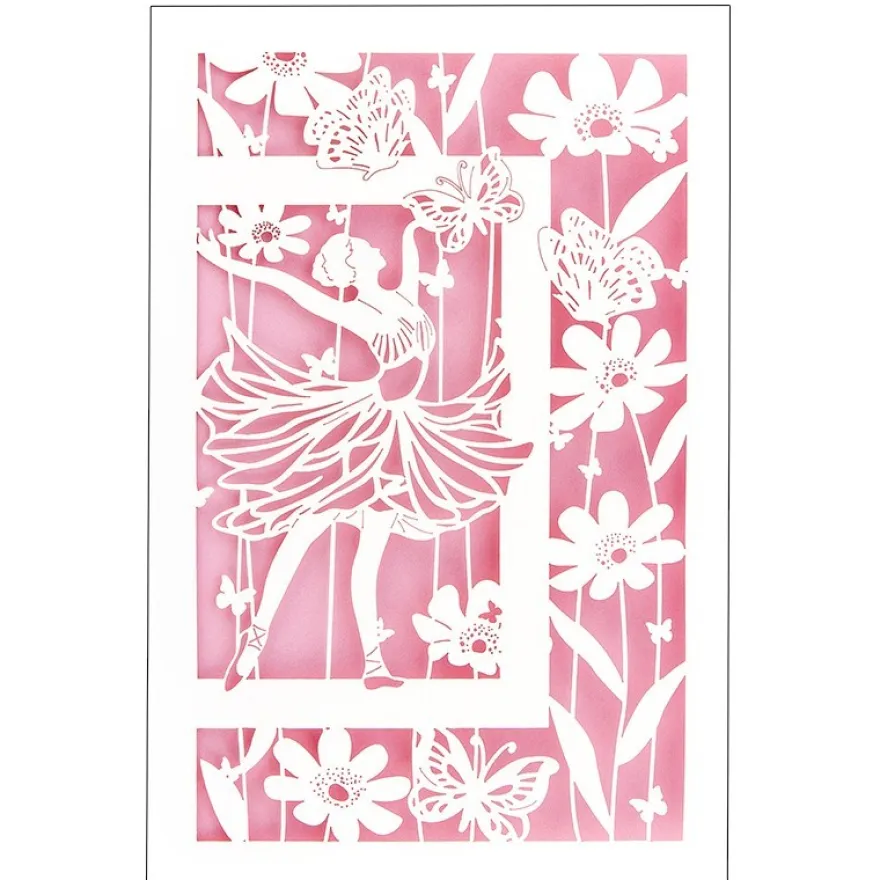 Laser-Grußkarte "Tanzendes Mädchen", 12cm x 18cm, mit Umschlag & rosa Einleger