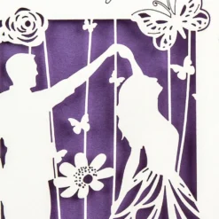 Laser-Grußkarte "Tanzendes Paar", 12cm x 18cm, mit Umschlag & violettem Einleger