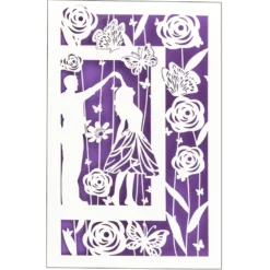 Laser-Grußkarte "Tanzendes Paar", 12cm x 18cm, mit Umschlag & violettem Einleger
