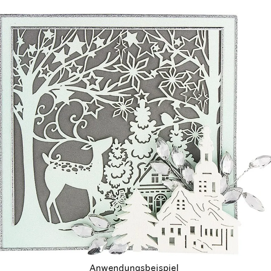 Laser-Grußkarte "Weihnachten 8", 14,8cm x 14,8cm, mit Umschlag & weinrotem Einleger