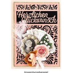 Laser-Kartenaufleger, Glückwünsche, 14,8cmx 10,5cm, 4 versch. Designs, 5 Farbtöne, 20 Stück