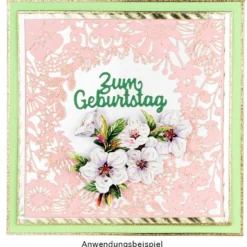 Laser-Kartenaufleger, Hintergrund, Blumenkranz, 14cm x 14cm, 220 g/m², 5 Farben, 20 Stück
