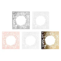 Laser-Kartenaufleger, Hintergrund, Blumenkranz, 14cm x 14cm, 220 g/m², 5 Farben, 20 Stück