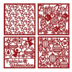Laser-Kartenaufleger, Winter/Weihnachten 2, 14cm x14cm, 4 versch. Designs, 5 Farbtöne, 20 Stück