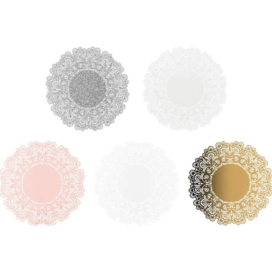 Laser-Kartenaufleger, Zierdeckchen, Ornament 19, Ø 14cm, 220 g/m², 5 Farbtöne, 20 Stück