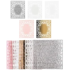 Laser-Kartenaufleger, Zierdeckchen, Ornament 14, 14cm x 11,2cm, 220 g/m², 5 Farbtöne, 20 Stück