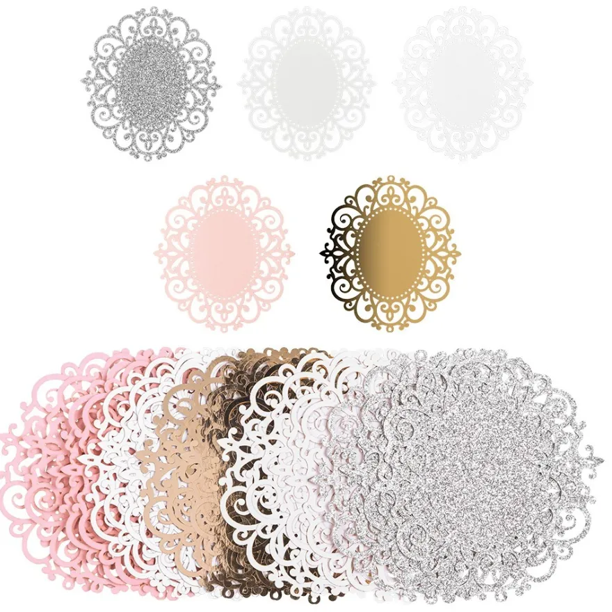 Laser-Kartenaufleger, Zierdeckchen, Ornament 11, 11,5cm x 10,5cm, 220 g/m², 5 Farbtöne, 20 Stück