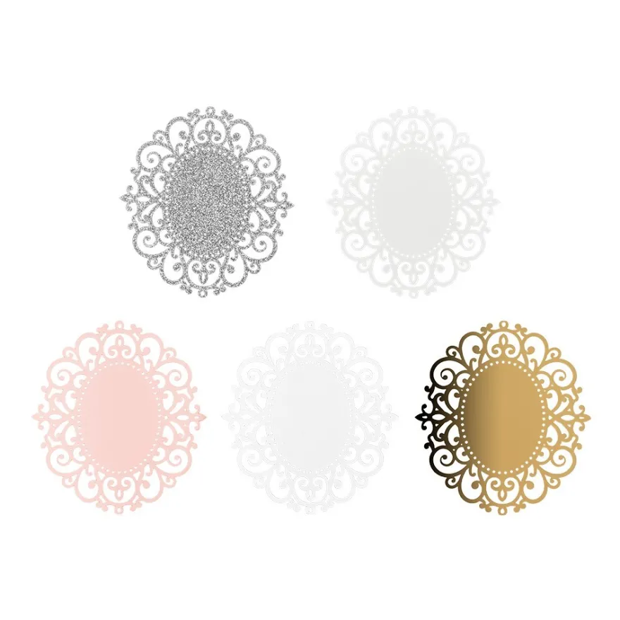 Laser-Kartenaufleger, Zierdeckchen, Ornament 11, 11,5cm x 10,5cm, 220 g/m², 5 Farbtöne, 20 Stück