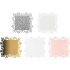 Laser-Kartenaufleger, Zierdeckchen, Ornament 12, 14cm x 14cm, 220 g/m², 5 Farbtöne, 20 Stück