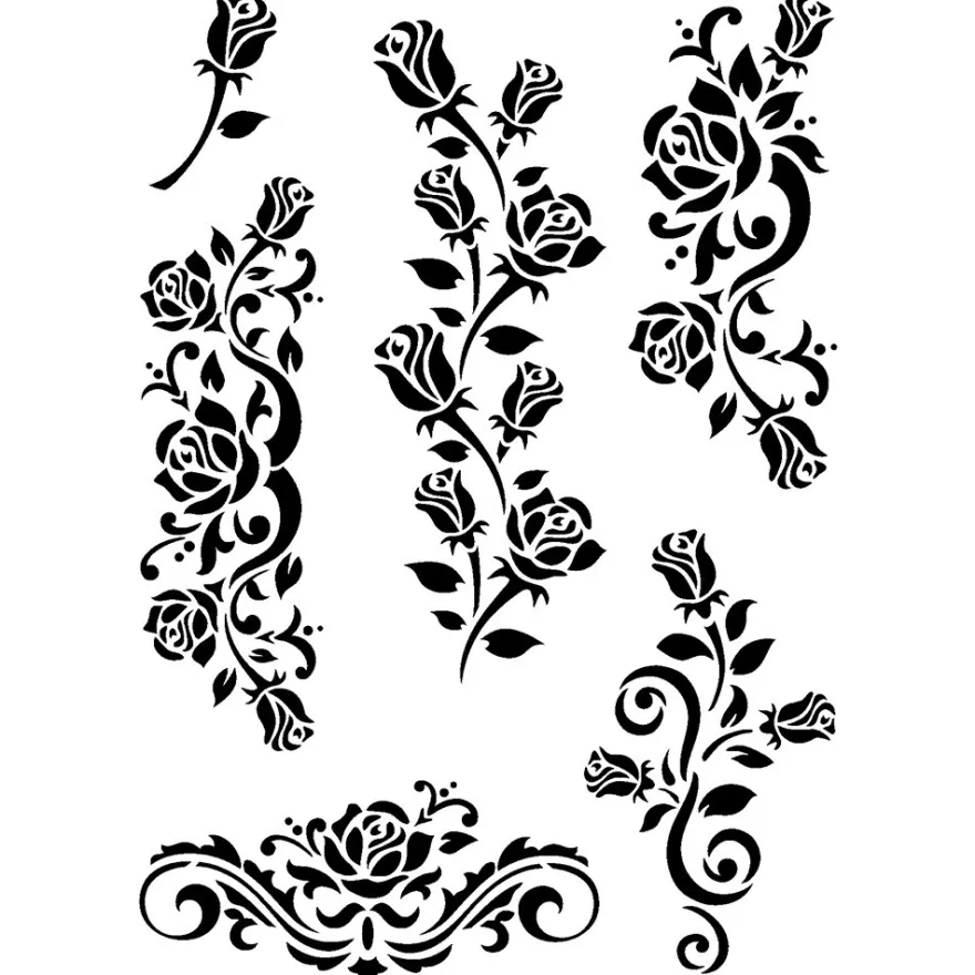 Laser-Kunststoff-Schablone, DIN A4, Rosen-Ornamente 1